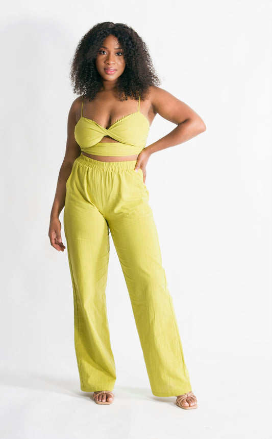 Matcha Champagne Pants Set